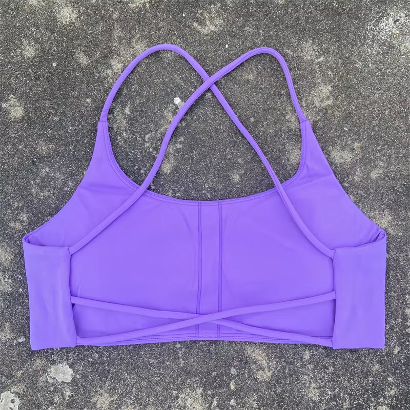 Sports Bra Women Cross Straps Gym Workout Crop Top Sexy Yoga Vest High Impact Fitness Bralette Push up Running Padded Underwear