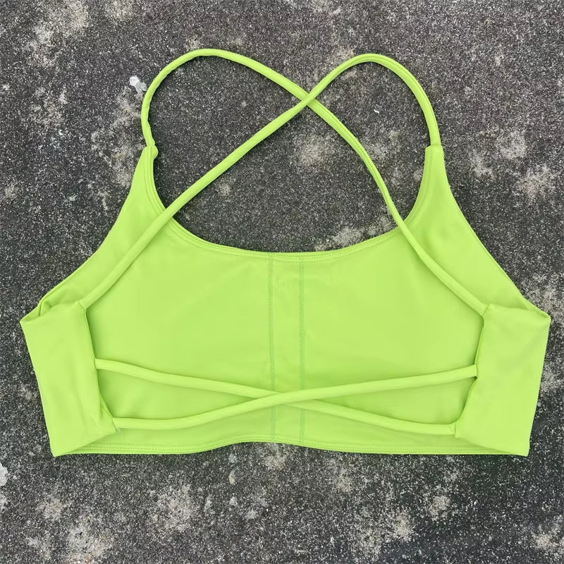 Sports Bra Women Cross Straps Gym Workout Crop Top Sexy Yoga Vest High Impact Fitness Bralette Push up Running Padded Underwear