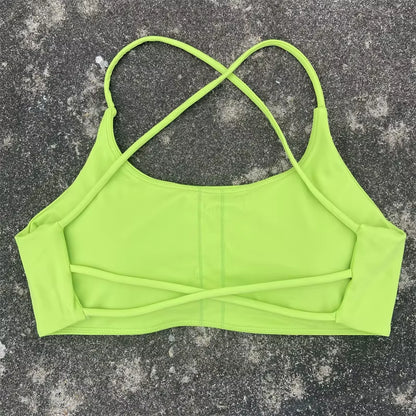 Sports Bra Women Cross Straps Gym Workout Crop Top Sexy Yoga Vest High Impact Fitness Bralette Push up Running Padded Underwear