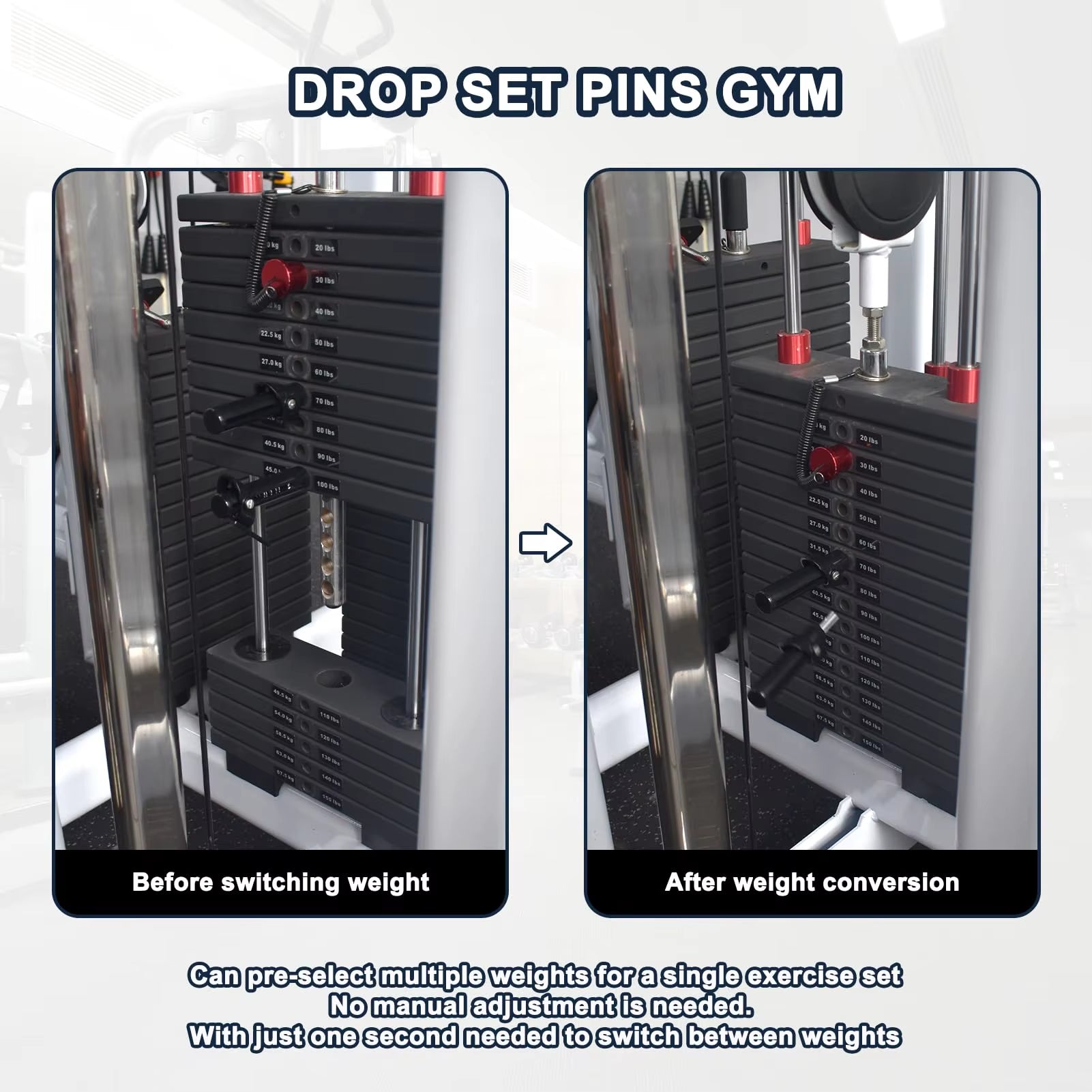 Drop Set Pins Gym Decrease Reduce Increase Extend Strack Weight Pin Accessories Performance Dropset