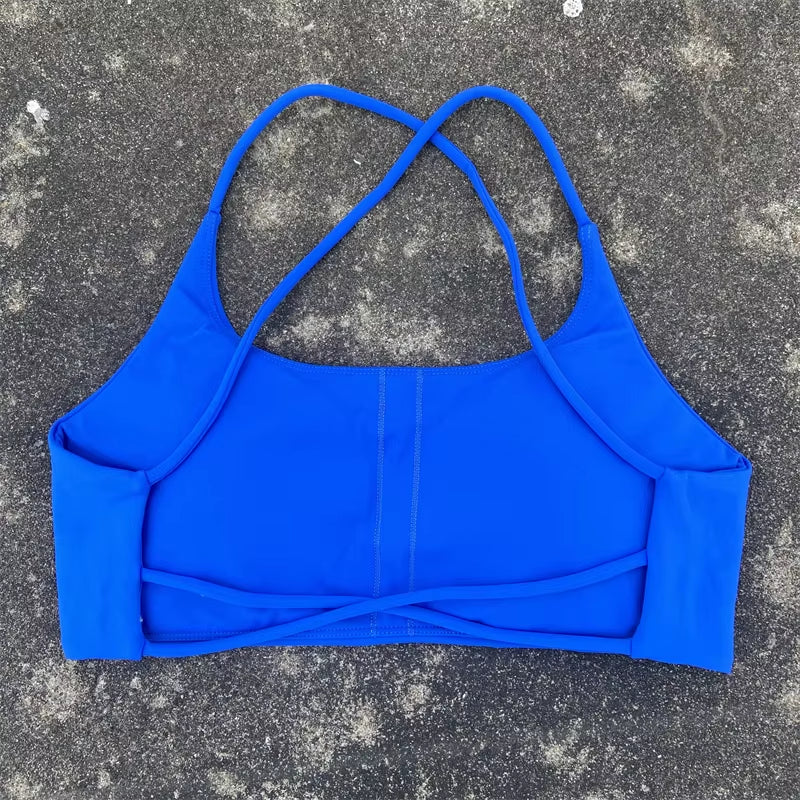 Sports Bra Women Cross Straps Gym Workout Crop Top Sexy Yoga Vest High Impact Fitness Bralette Push up Running Padded Underwear
