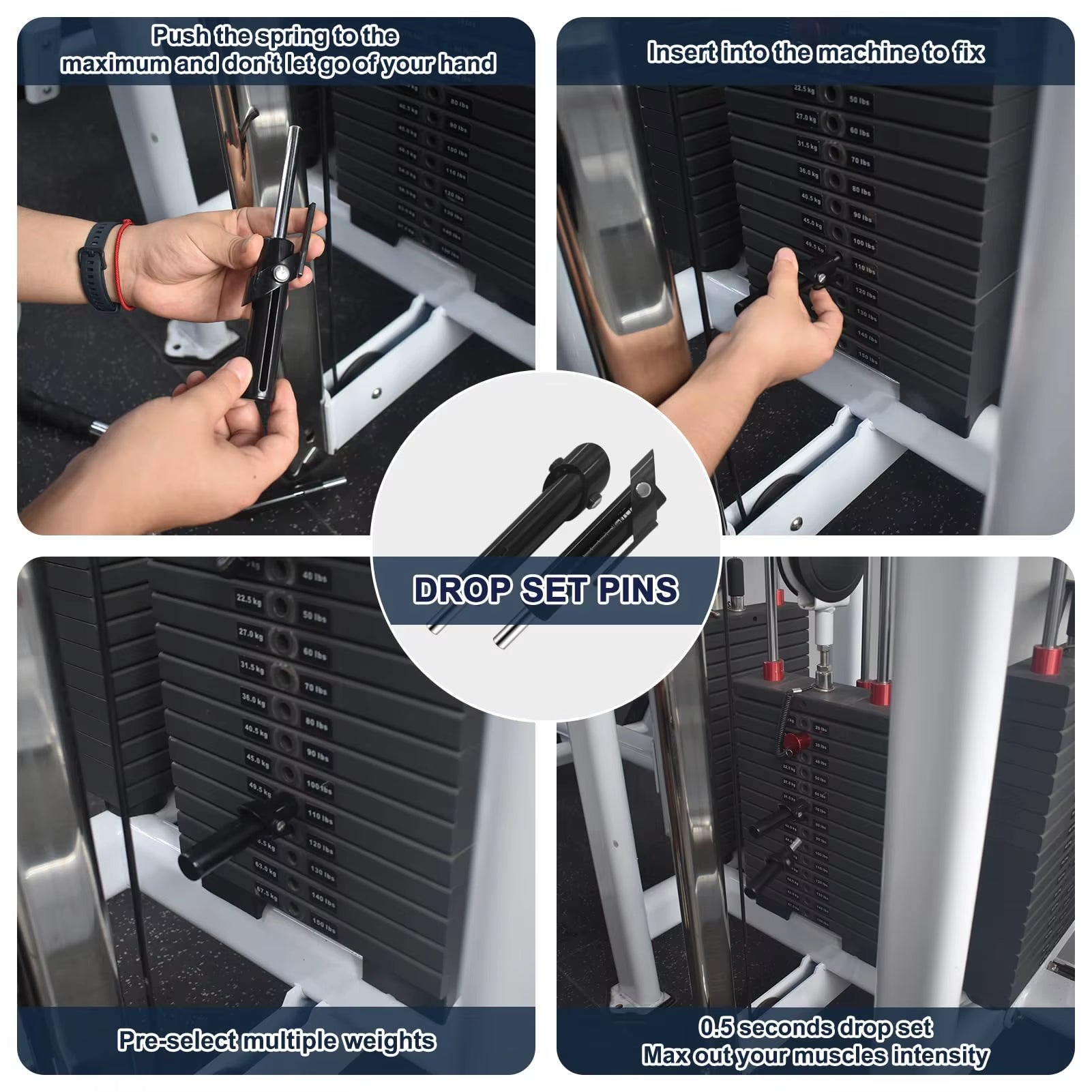 Drop Set Pins Gym Decrease Reduce Increase Extend Strack Weight Pin Accessories Performance Dropset