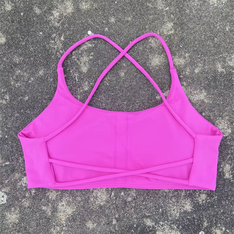Sports Bra Women Cross Straps Gym Workout Crop Top Sexy Yoga Vest High Impact Fitness Bralette Push up Running Padded Underwear