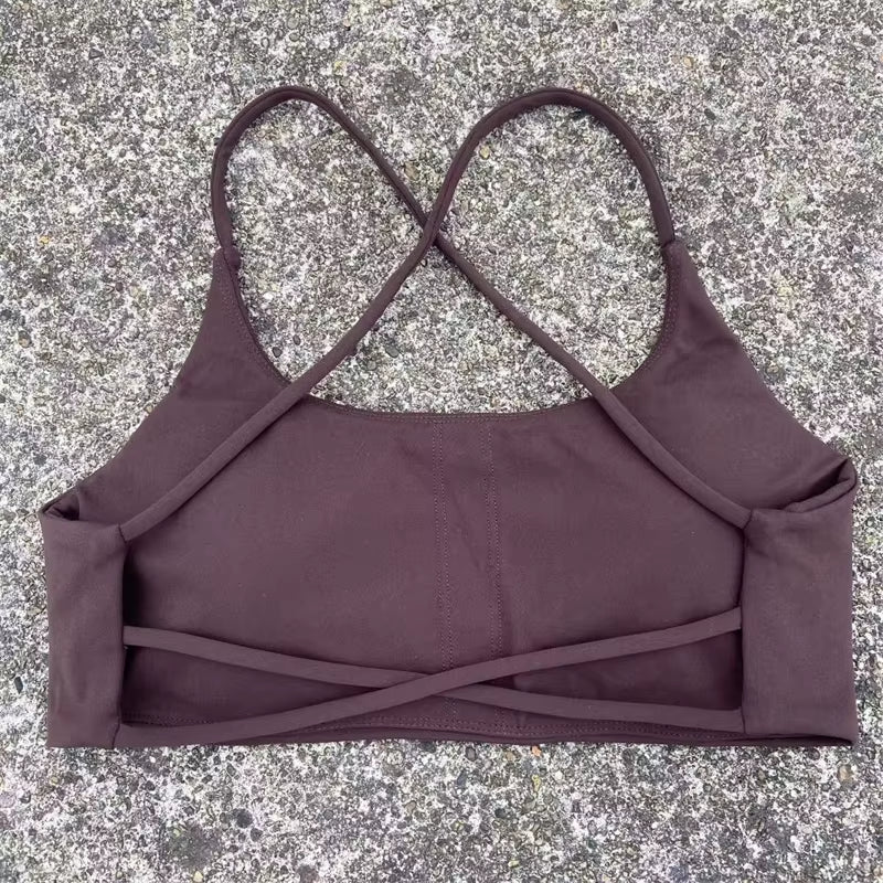 Sports Bra Women Cross Straps Gym Workout Crop Top Sexy Yoga Vest High Impact Fitness Bralette Push up Running Padded Underwear