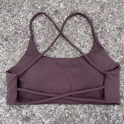 Sports Bra Women Cross Straps Gym Workout Crop Top Sexy Yoga Vest High Impact Fitness Bralette Push up Running Padded Underwear