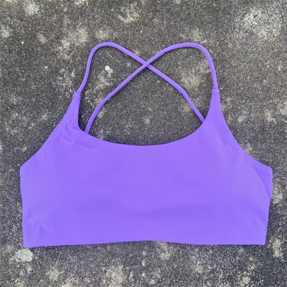 Sports Bra Women Cross Straps Gym Workout Crop Top Sexy Yoga Vest High Impact Fitness Bralette Push up Running Padded Underwear