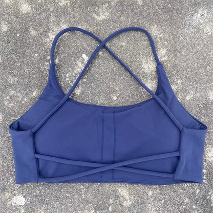 Sports Bra Women Cross Straps Gym Workout Crop Top Sexy Yoga Vest High Impact Fitness Bralette Push up Running Padded Underwear