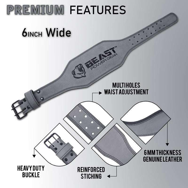 Weight Lifting Belt 6Inch Leather Belt with Free Wrap - Foam Padded Back Support Gym Belt for Bodybuilding Squat Deadlift Weight Belt, Weightlifting Belt Men Women